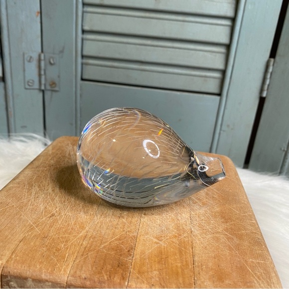 Vintage Kosta Boda Clear Crystal Hedgehog Figurine Paperweight Signed & Numbered - Picture 1 of 6